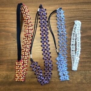 Bundle of 4 beaded, elastic headbands. EUC
